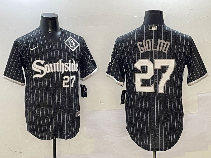 Men Chicago White Sox #27 Giolito Black Stripe City Edition Game 2025 Nike MLB Jersey style 1->chicago white sox->MLB Jersey